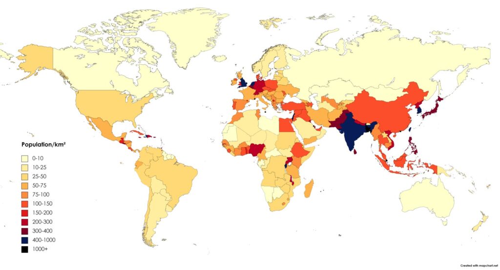 world population desity map